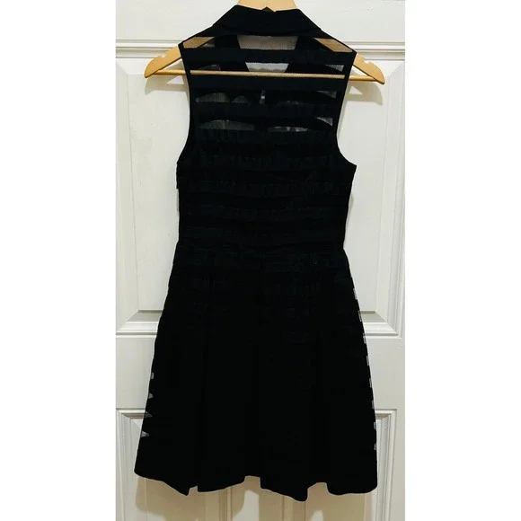Trina Turk Black Sleeveless Sheer Panel Fit & Flare Dress Size 4